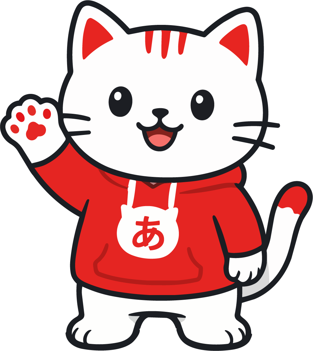 Pokaneko, la gata de Japaneso, saludando